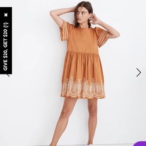 Embroidered Eyelet Puff-Sleeve Mini Dress